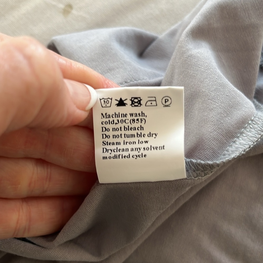 Gray Oversized T-Shirt Dress with Pockets - Picture 5 of 6